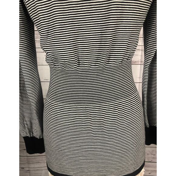 G - Star Raw V neck sweater striped black & white long fitted size large - Picture 11 of 12